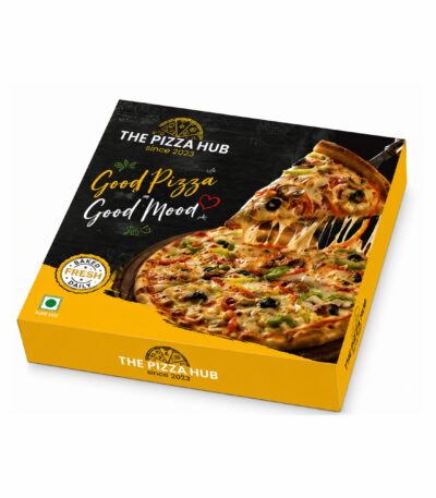 Food grade pizza box with custom printed corrugated packaging for restaurants and food delivery